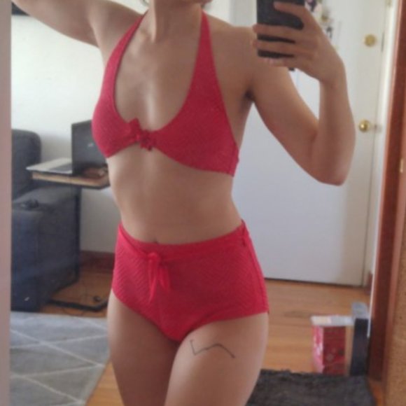 🌱HOST PICK🌱Aerie Jacquard Halter Tie Bikini Top - Picture 6 of 6